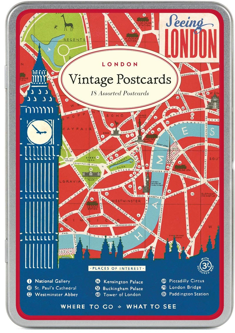 CAVANILLI & CO. Cavallini - Carte Postale - London - Tin of 18 Postcards - 9 Designs/2 Per Design - Image 1